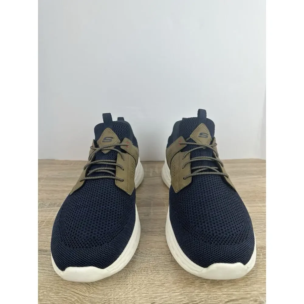 Skechers 210892 Relaxed Fit Air Cooled Memory Foam Men’s US 12 Navy Tan